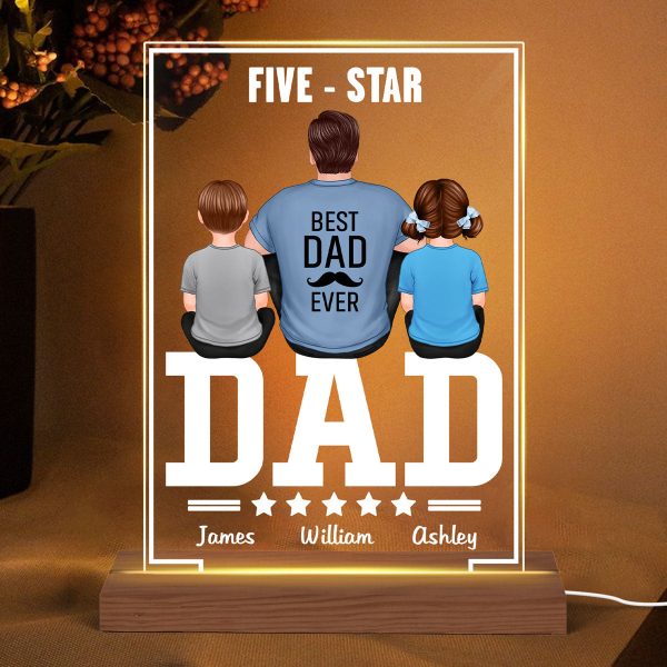 Five - Star Dad Back View Dad And Kids Personalized Rectangle Acrylic Plaque LED Night Light For Discount