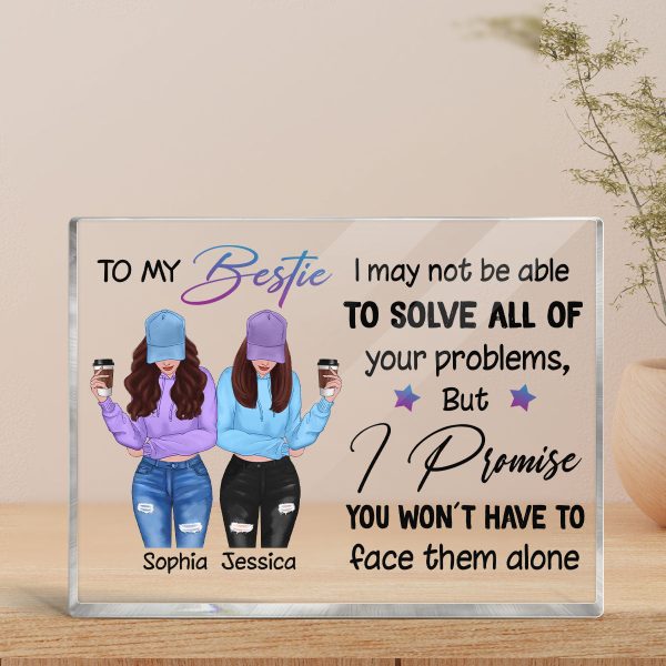 Front View Besties To My Bestie Personalized Personalized Horizontal Acrylic Block Plaque For Sale