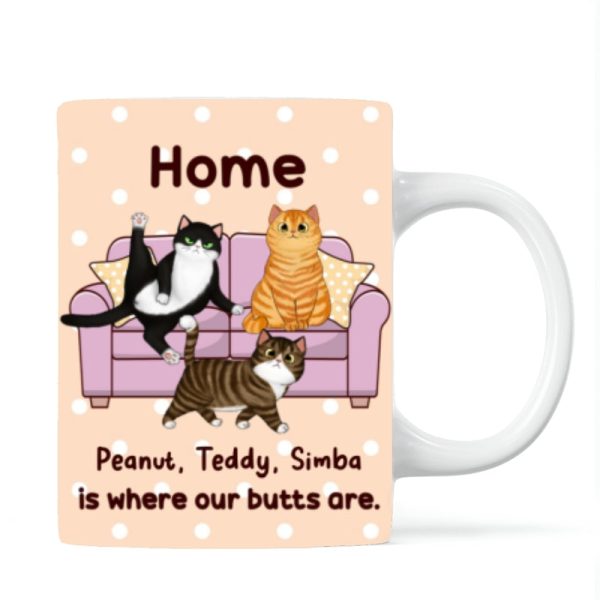Home Is Where My Butt Is Funny Fluffy Cat Personalized Mug Online now - Image 4