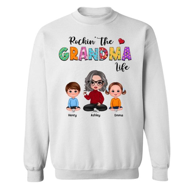 Rockin‘ Grandma Life Colorful Pattern Personalized Shirt Sale - Image 2