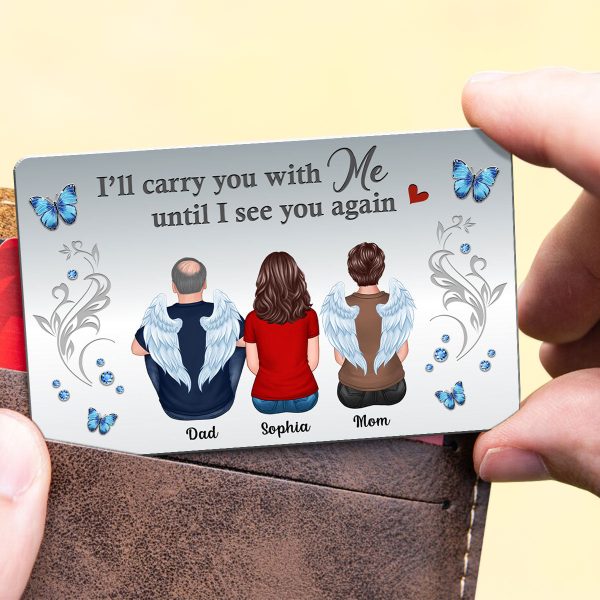 Carry You With Me Memorial Wallet Keepsake Personalized Metal Wallet Card Hot on Sale