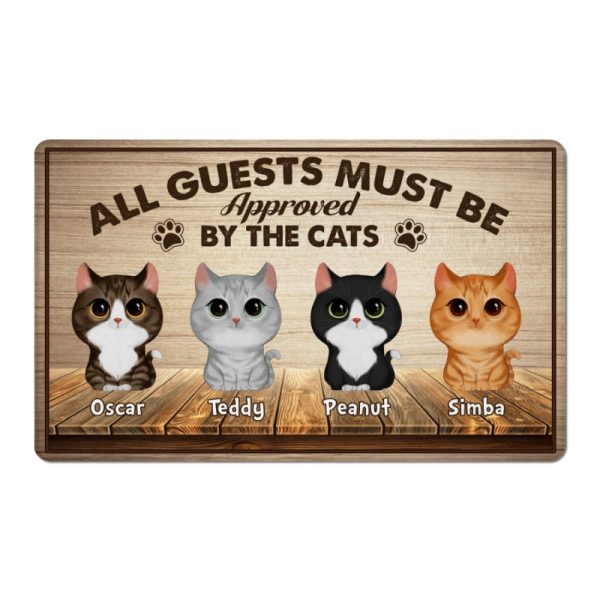 Watercolor Cute Cats All Guest Must Be Approved By Personalized Doormat Supply - Image 5