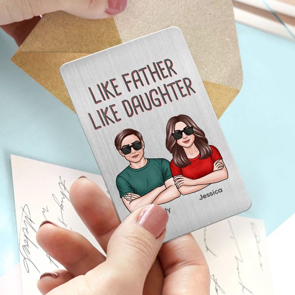 Like Father Like Daughter Son Crossed Arms Man Woman Personalized Metal Wallet Card For Cheap - Image 3