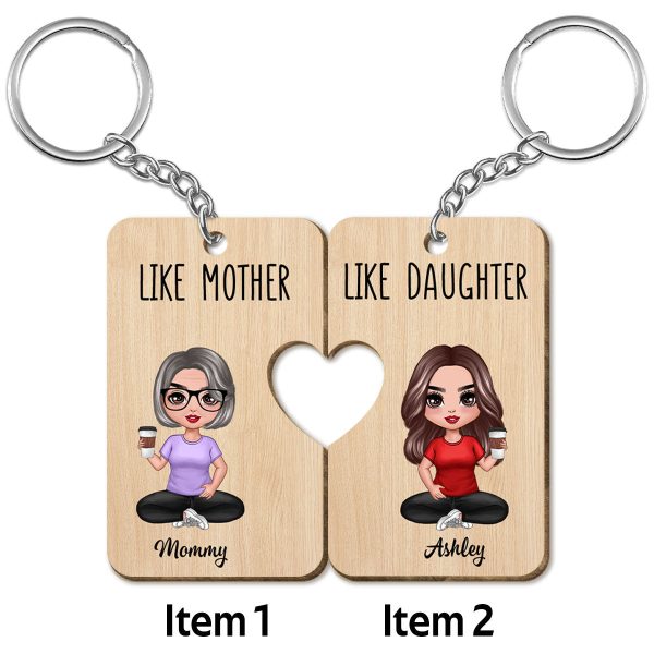 Doll Like Mother Like Daughter Like Son Personalized Set Of Two Wooden Keychains Supply