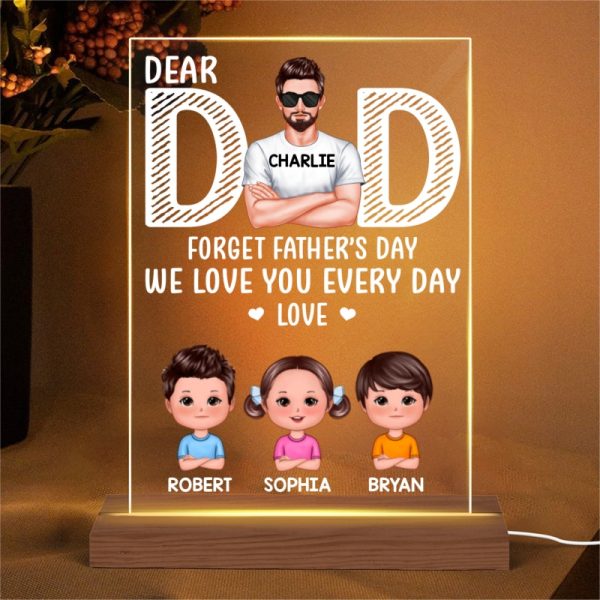 Dad Forget Father‘s Day We Love You Every Day Gift For Dad Personalized Rectangle LED Night Light For Cheap - Image 4