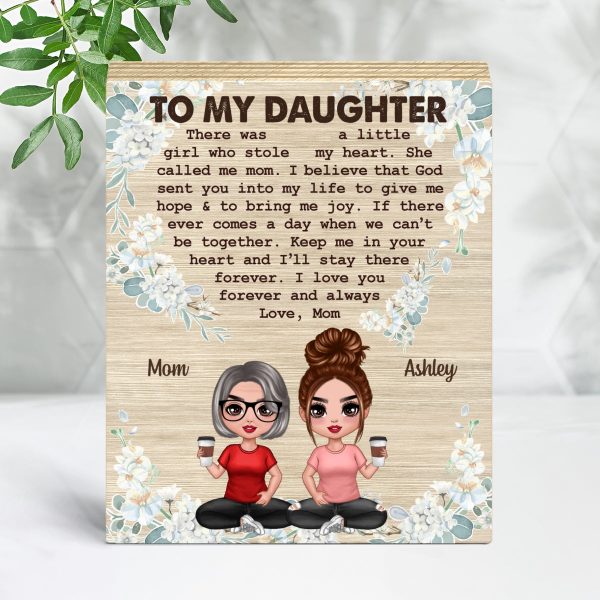To My Daughter Flower Heart Personalized Vertical Rectangle Wooden Plaque Sale - Image 4