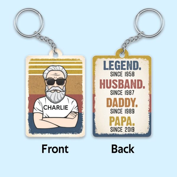 The Legend Grandpa Old Man Retro Personalized Acrylic Keychain For Sale - Image 4