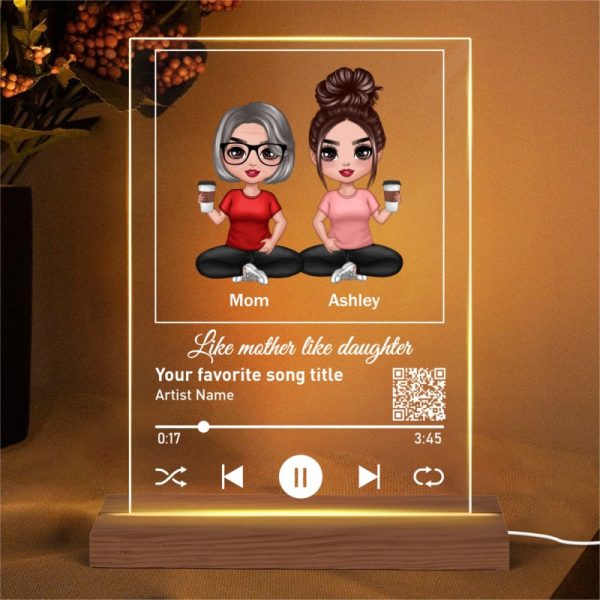 Like Mother Like Daughters Favorite Song Scannable QR Code Personalized Rectangle Acrylic Plaque LED Night Light For Cheap - Image 4