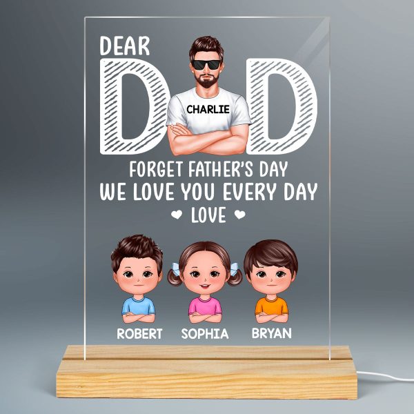 Dad Forget Father‘s Day We Love You Every Day Gift For Dad Personalized Rectangle LED Night Light For Cheap - Image 2