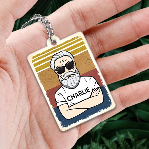 The Legend Grandpa Old Man Retro Personalized Acrylic Keychain For Sale - Image 2