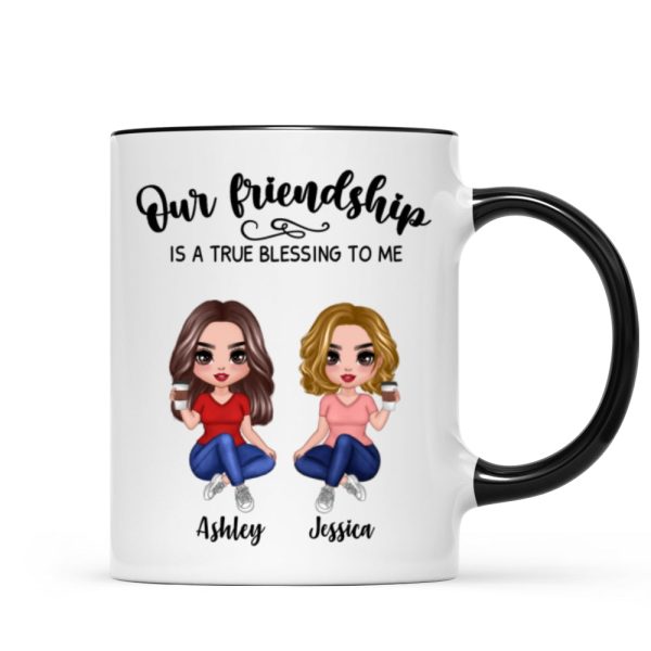 Our Friendship Is True Blessing Pretty Besties Sisters Sitting Personalized Mug Online - Image 5