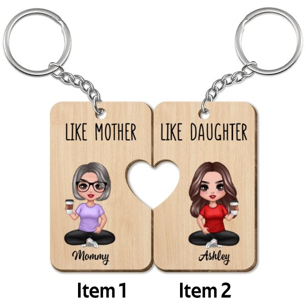 Doll Like Mother Like Daughter Like Son Personalized Set Of Two Wooden Keychains Supply - Image 4
