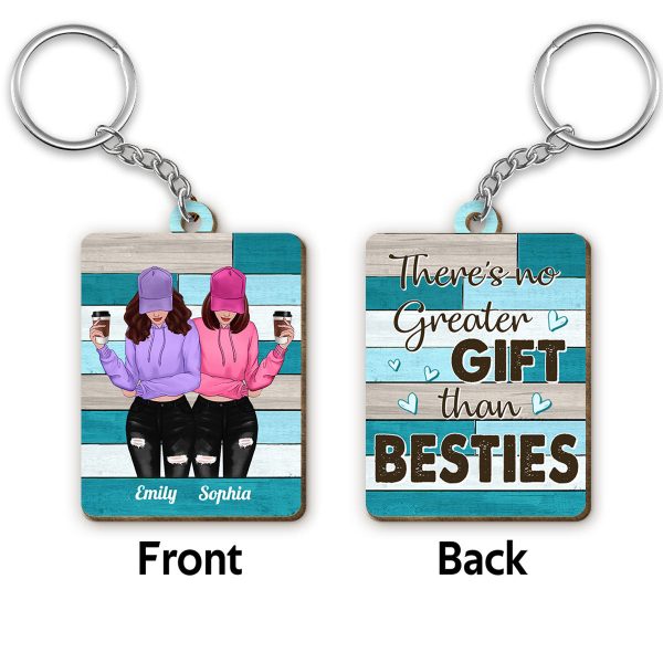 Green Palette Front View Besties Gift For Best Friends Matching Personalized Wooden Keychain Hot on Sale