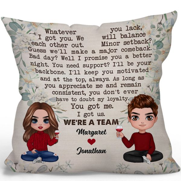 We‘re A Team Doll Couple Personalized Pillow (Insert Included) Online Hot Sale