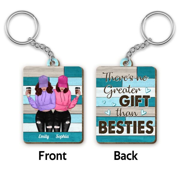 Green Palette Front View Besties Gift For Best Friends Matching Personalized Wooden Keychain Hot on Sale - Image 4