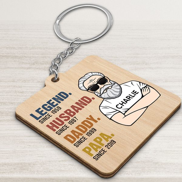 The Legend Grandpa Old Man Personalized Wooden Keychain Discount - Image 3