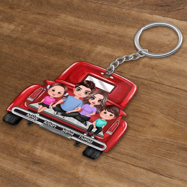 Family Couple On Truck Personalized Acrylic Keychain - Gift For Family For Cheap - Image 3