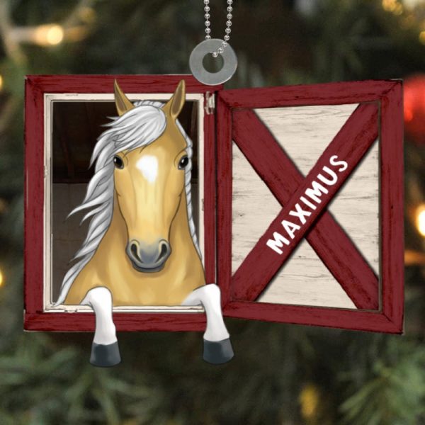 Peeking Horse On Barn Door Personalized Wooden Ornament Fashion - Image 4