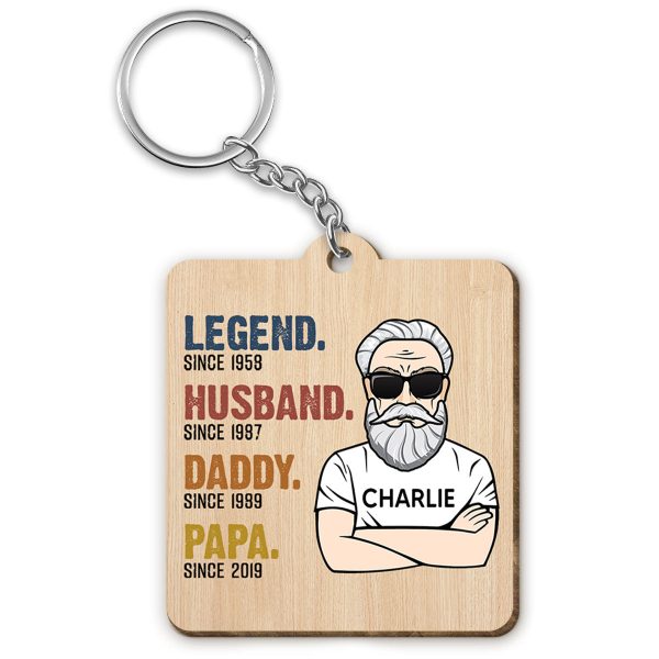 The Legend Grandpa Old Man Personalized Wooden Keychain Discount