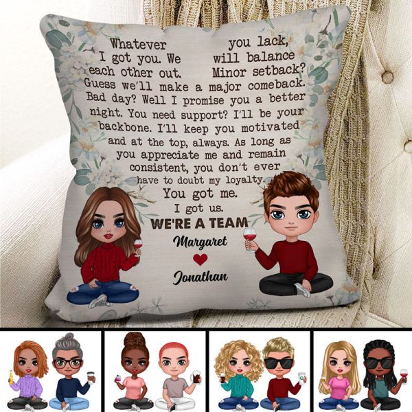 We‘re A Team Doll Couple Personalized Pillow (Insert Included) Online Hot Sale - Image 2
