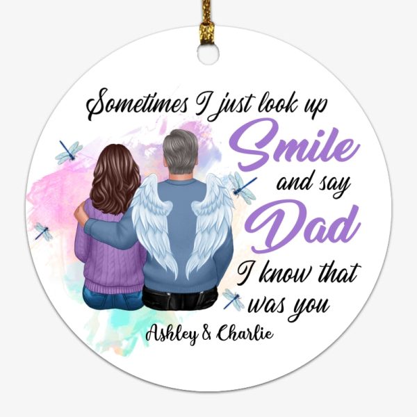 Dragonfly Sometimes I Just Look Up Family Memorial Personalized Circle Ornament Sale - Image 4