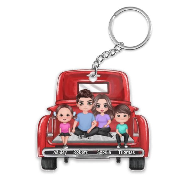 Family Couple On Truck Personalized Acrylic Keychain - Gift For Family For Cheap - Image 4