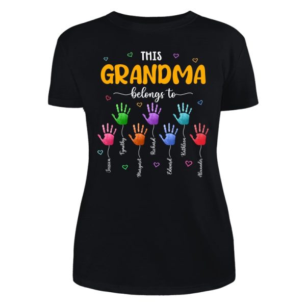 This Grandma Belongs To Colorful Hand Print Personalized Shirt Online now - Image 5