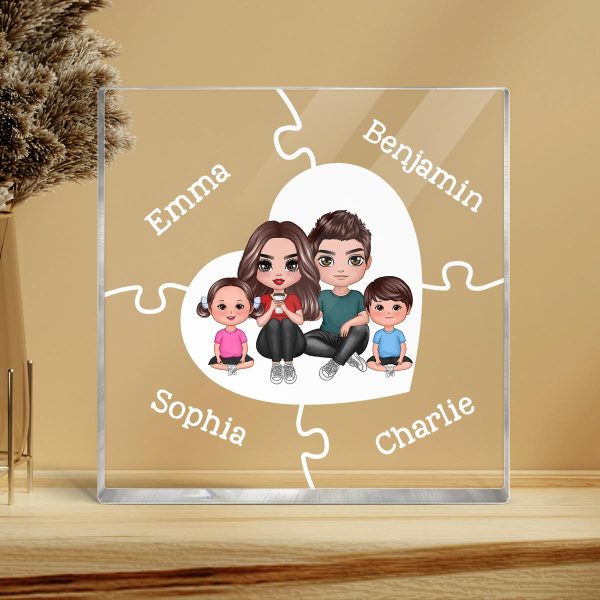 Together We Make A Family Puzzle Heart Personalized Acrylic Block Plaque Online Hot Sale