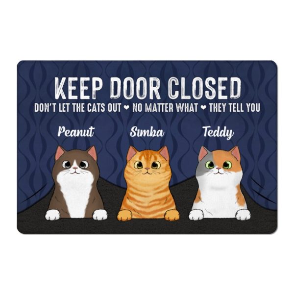 Keep Door Closed Peeking Fluffy Cat Under Personalized Doormat For Cheap - Image 4