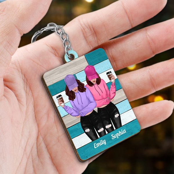 Green Palette Front View Besties Gift For Best Friends Matching Personalized Wooden Keychain Hot on Sale - Image 2