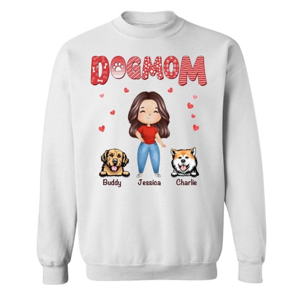 Dog Mom Red Patterned Watercolor Personalized Shirt on Sale - Image 5