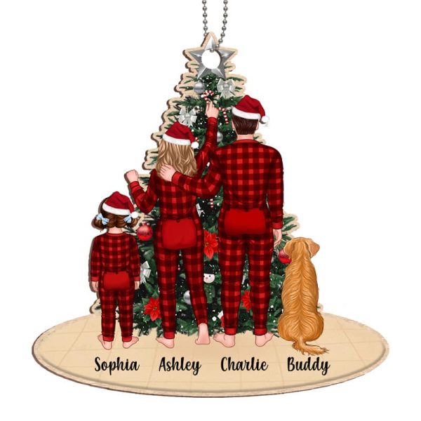 Pajamas Family Decorating Tree Personalized Wooden Ornament Sale