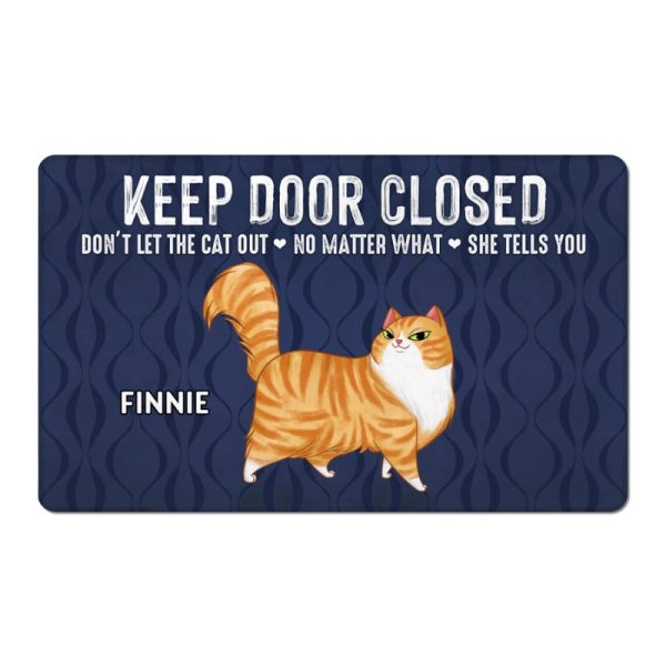 Keep Door Closed Cartoon Walking Cat Personalized Doormat - Gift For Cat Lovers For Cheap - Image 5