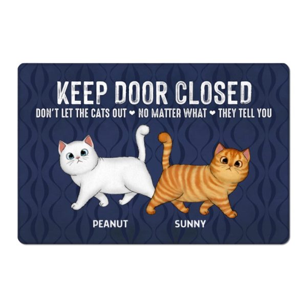 Keep Door Closed Walking Fluffy Cat Personalized Doormat - Gift For Cat Lovers on Sale - Image 4