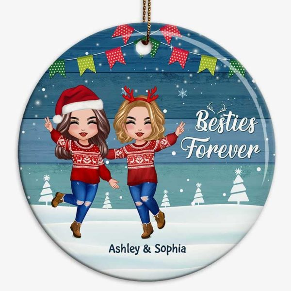 Blue Palette Happy Doll Besties Personalized Circle Ornament Sale