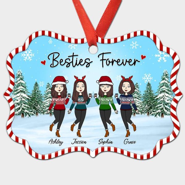 Candy Canes Frame Funny Besties Christmas Personalized Christmas Ornament For Sale