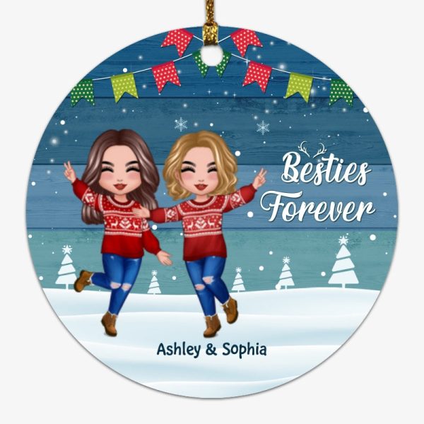 Blue Palette Happy Doll Besties Personalized Circle Ornament Sale - Image 4