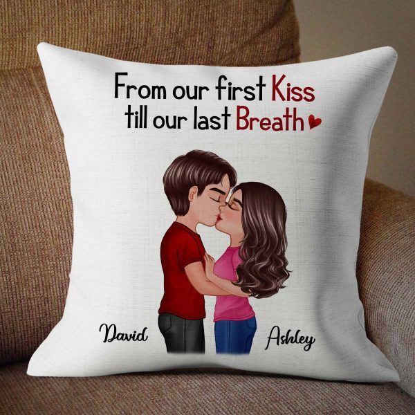 Doll Couple Kissing Gift For Him For Her Personalized Pillow (Insert Included) Fashion