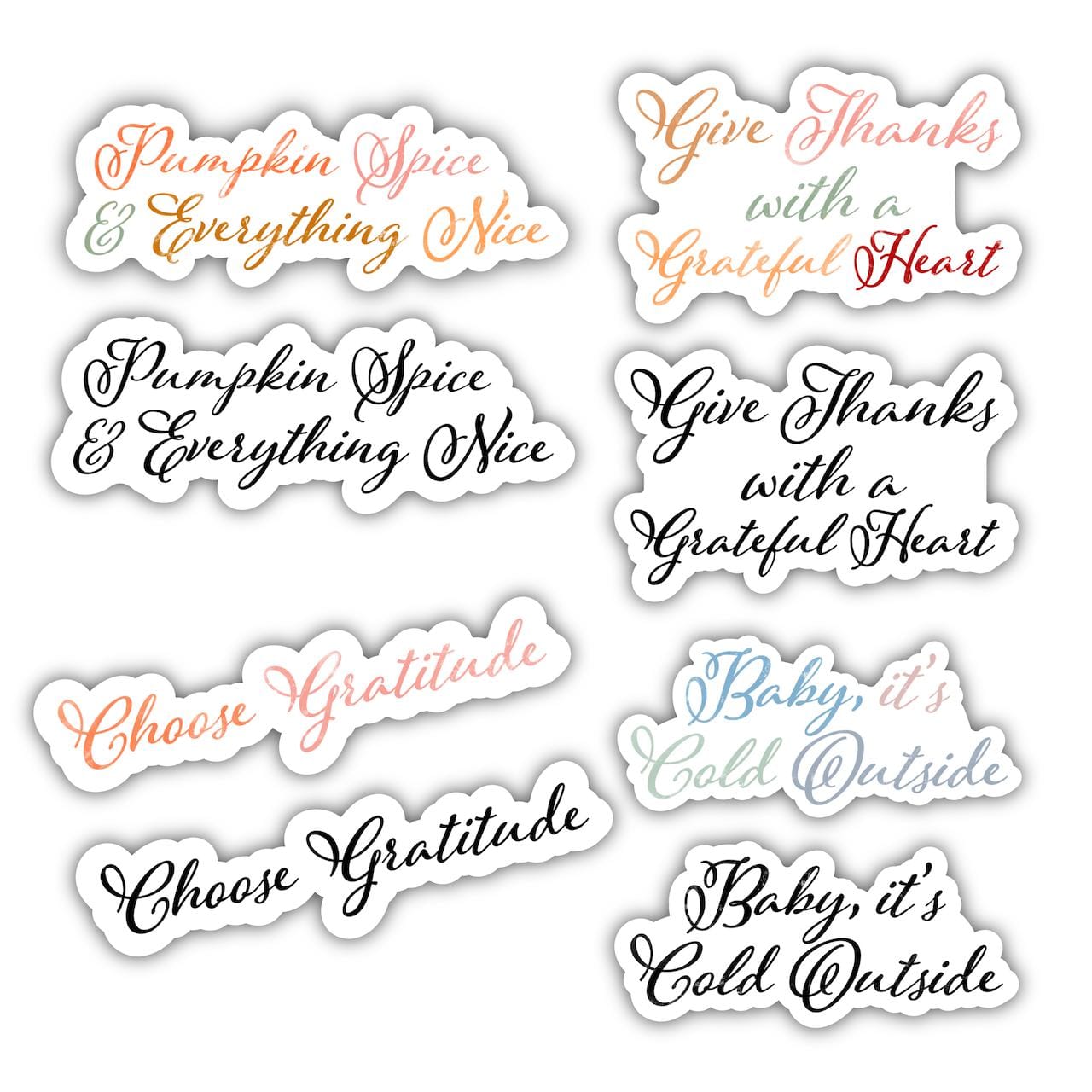 Winter Calligraphy Stickers 8 Pack Cheap